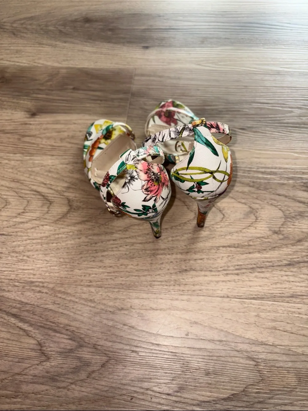 D brand Tropical Floral Ankle-Strap Heels - White Multi 7